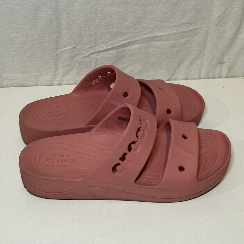 Crocs Baya 2-Strap Sandals Light Pink Rose Women's Size 9 Iconic Comfort